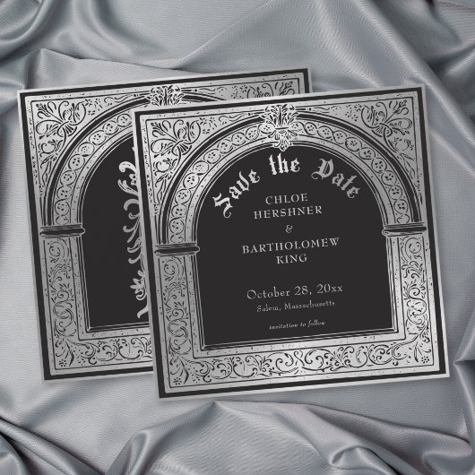 Gotisch Schwarz Silber Mittelalterliche Hochzeit Save The Date