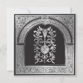 Gotisch Schwarz Silber Mittelalterliche Hochzeit Save The Date (Rückseite)
