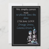 Gotisch, schwarz, Skelett Save the Date Einladung (Rückseite)