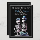 Gotisch, schwarz, Skelett Save the Date Einladung (Vorne/Hinten)