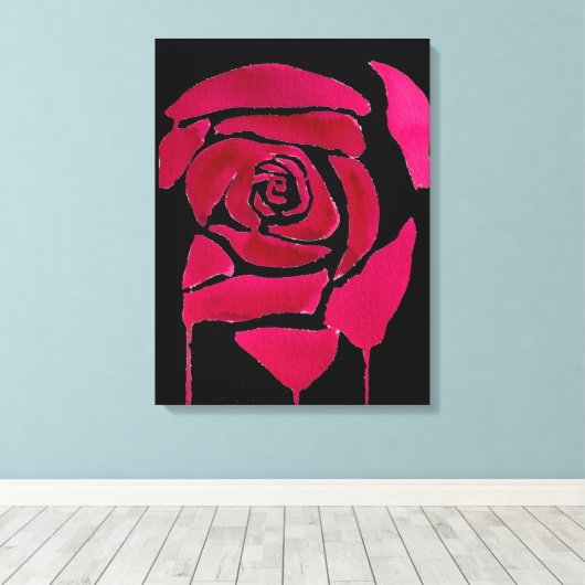 Gotische Abstrakte Rose Aquarell Blumenkunst Leinwanddruck (Insitu (Holzboden))