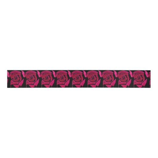 Gotische Abstrakte Rose Aquarell Blumenoriginal Ripsband (Vorderseite)