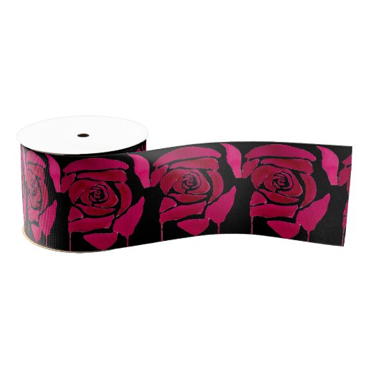 Gotische Abstrakte Rose Aquarell Blumenoriginal Ripsband (Spule)