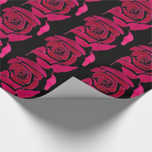 Gotische abstrakte Rose Aquarellkunst Geschenkpapier (Ecke)