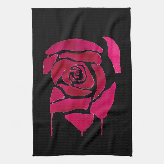 Gotische abstrakte Rose Aquarellkunst Geschirrtuch (Vertikal)