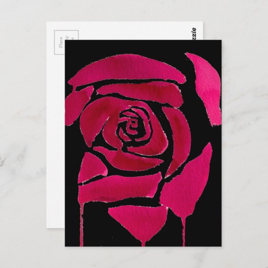 Gotische abstrakte Rose Aquarellkunst Postkarte (Vorne/Hinten)