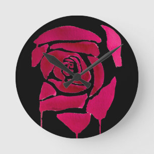 Gotische abstrakte Rose Aquarellkunst Runde Wanduhr