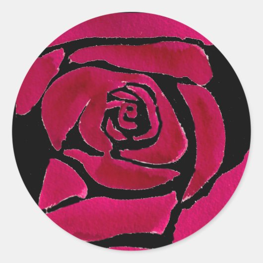 Gotische abstrakte Rose Aquarellkunst Runder Aufkleber (Vorderseite)