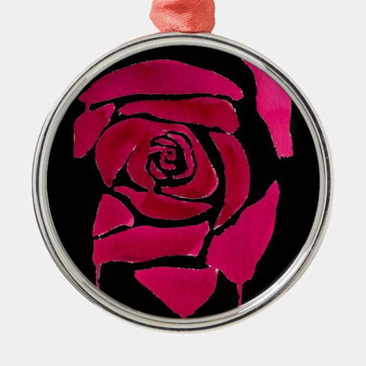 Gotische abstrakte Rose Aquarellkunst Silbernes Ornament (Vorne)