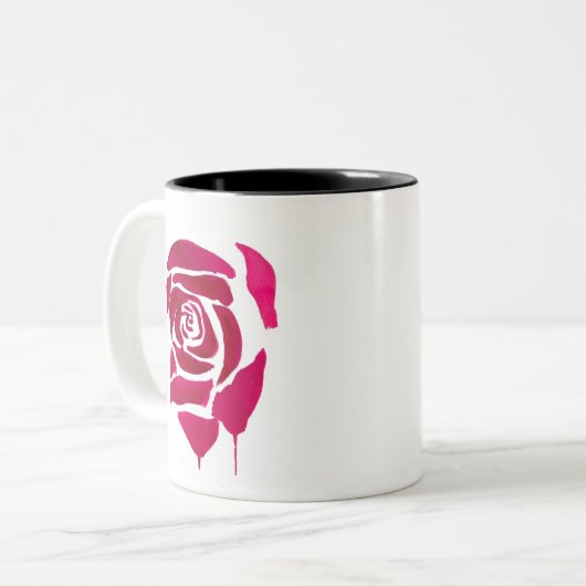 Gotische abstrakte Rose Aquarellkunst Zweifarbige Tasse (Vorderseite Links)
