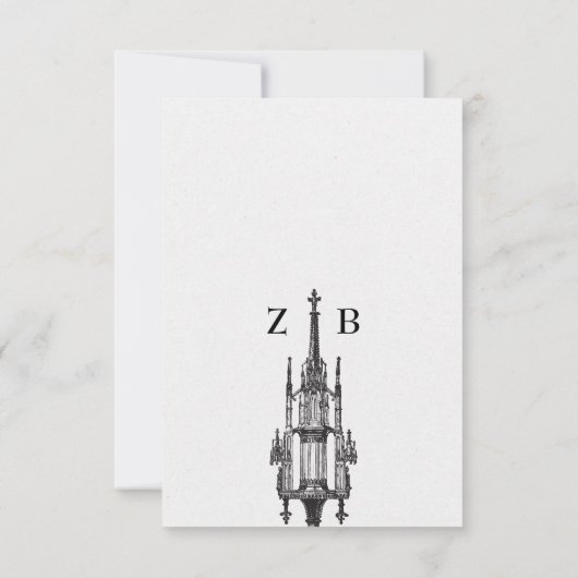 Gotische antike Monstrance Hochzeit Einladung (Rückseite)