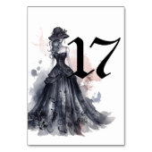 Gotische Aquarellfarben Blütenschwarz Hochzeitstis Tischnummer (Vorderseite)