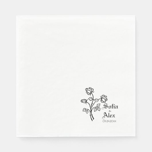 Gotische Aquarellfarben-Rose Serviette (Vorderseite)