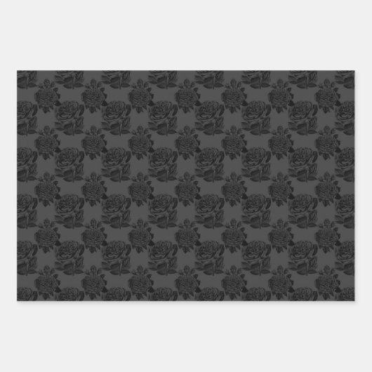 Gotische ästhetische Rose Matte Gray & Black Geschenkpapier Set (Vorderseite 3)