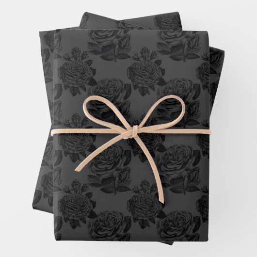Gotische ästhetische Rose Matte Gray & Black Geschenkpapier Set (Beispiel)
