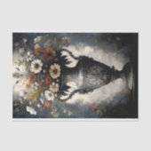 Gotische barocke Blütensilber Vase Decoupage Seidenpapier (Vorderseite)