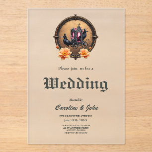 Gotische Beförderung mit Rädern und Rose. Acryleinladungen