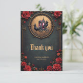 Gotische Beförderung mit Rädern und Rose. Dankeskarte (Stehend Vorderseite)