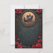 Gotische Beförderung mit Rädern und Rose. Dankeskarte (Rückseite)