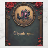 Gotische Beförderung mit Rädern und Rose. Weinetikett (Einzelnes Label)