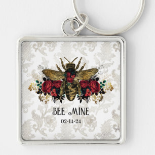 Gotische Bienen und Rose Schlüsselanhänger