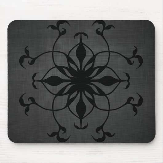 Gotische Blume in Schwarz und Grau Mousepad (Vorne)