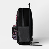 Gotische Blume in Schwarz und Rosa Moderne Monogra Bedruckter Rucksack (Rechts)