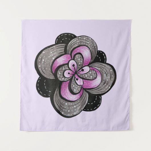 Gotische Blume Lila Schwarz Abstrakt Blüte Wandteppich (Vorderseite)