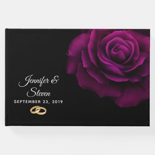 Gotische Blume mit Lila Rote Rose Gästebuch (Vorderseite)