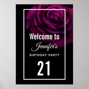 Gotische Blume mit Lila Rote Rose Geburtstag Willk Poster