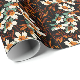 Gotische Blume Muster Transparente ästhetische Blu Geschenkpapier