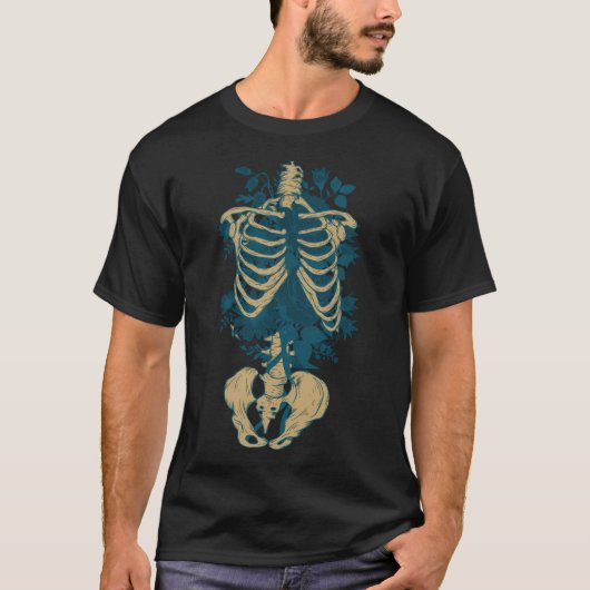 Gotische Blume und Knochen T-Shirt (Vorderseite)
