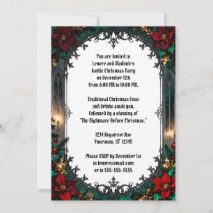 Gotische Blume und Rahmen Weihnachts-Party Einladung