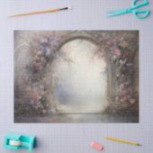 Gotische Blumenarche mit Typografie für Decoupage Seidenpapier (Basteln)