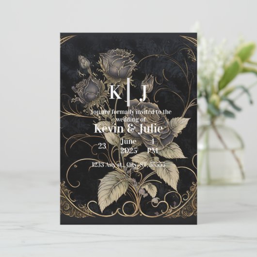 gotische Blüte Einladung (Stehend Vorderseite)