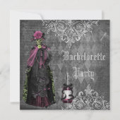 Gotische Bride Skeleton Shabby Chic Bachelorette Einladung (Vorderseite)