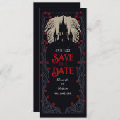 Gotische Burg Blumenhochzeit Sichern Datum Einladung (Vorne/Hinten)