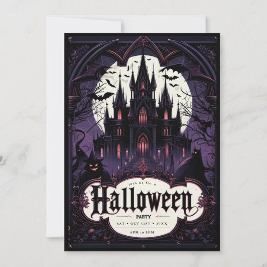 Gotische Burg Halloween-Party Einladung (Vorderseite)