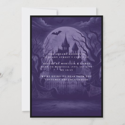 Gotische Burg Halloween-Party Einladung (Rückseite)