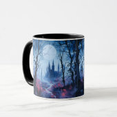 Gotische Burg und Forest Fantasy Halloween Tasse (Vorderseite Links)