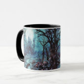 Gotische Burg und Forest Fantasy Halloween Tasse (Vorderseite Links)