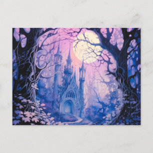 Gotische Burg Vollmond im Wald Halloween Feiertagspostkarte