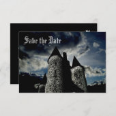 Gotische Burgszene Save the Date Einladung (Vorne/Hinten)