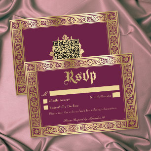 Gotische Burgund Gold Mittelalter Bis-zu-Tod-Hochz RSVP Karte