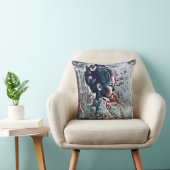 Gotische Dame Elegant Viktorianisch Grau, Rot und Kissen (Stuhl )