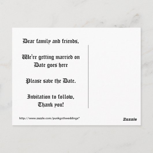 Gotische dunkelrote und schwarze Wirbel Save the D Postkarte (Rückseite)