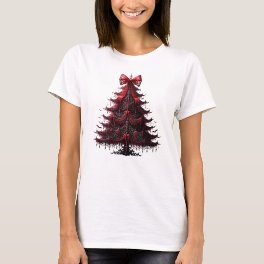 Gotische Elegance Weihnachtsbaum T-Shirt (Vorderseite)