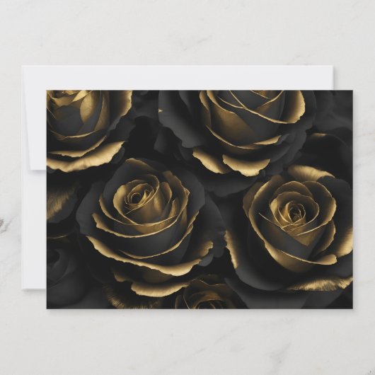 Gotische Elegante Black & Gold Rose Dunkle Hochzei Save The Date (Rückseite)