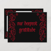 Gotische Elegante Rose Hochzeit Dankeskarte (Vorne/Hinten)