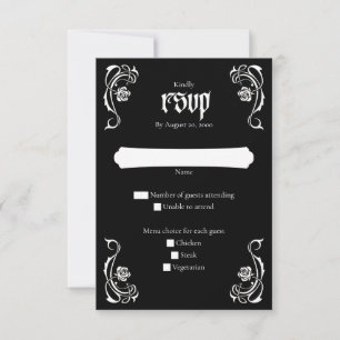 Gotische Elegante Rose Hochzeit RSVP Karte